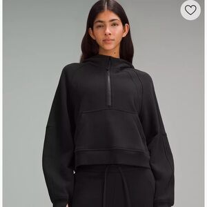 Scuba oversized, half zipper, cropped hoodie